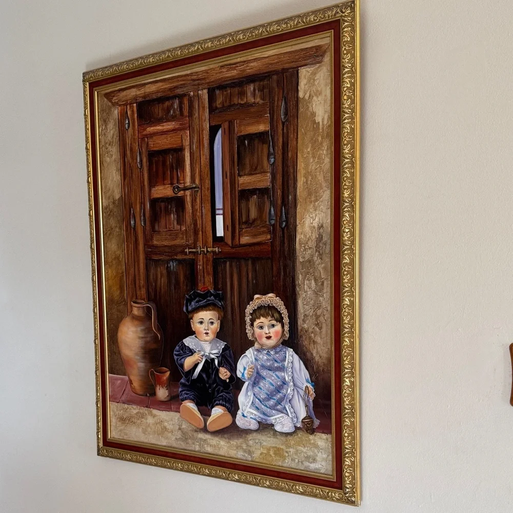 Charming Rustic Framed Art with Dolls